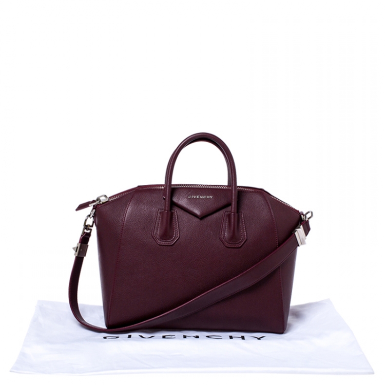 Pre Owned Givenchy Burgundy Leather Medium Antigona Satchel