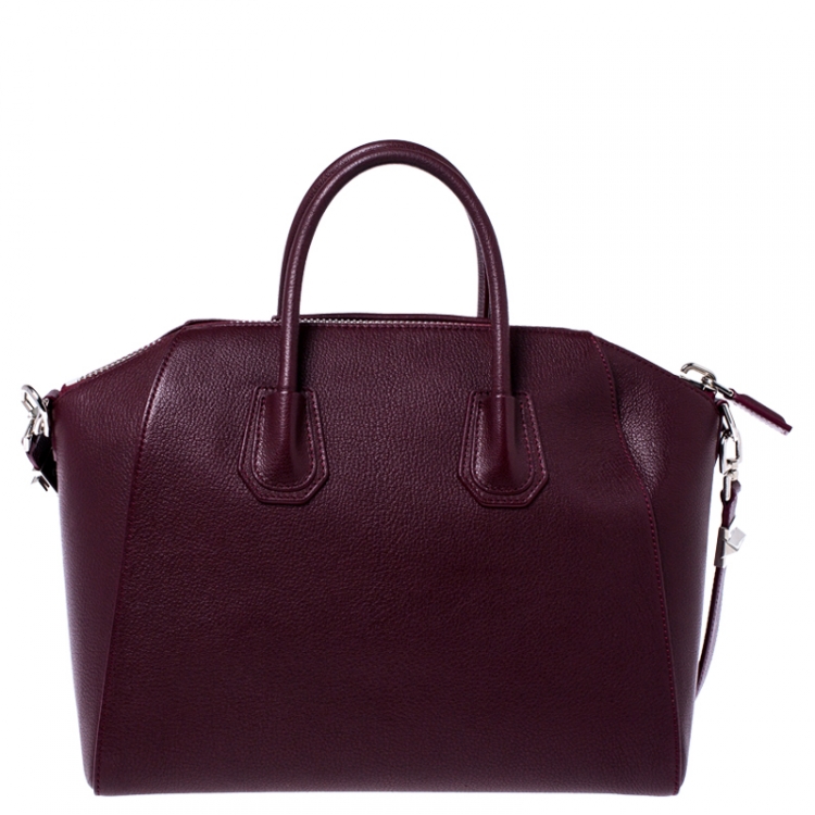 Pre Owned Givenchy Burgundy Leather Medium Antigona Satchel