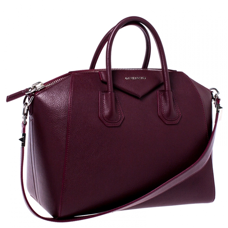 Pre Owned Givenchy Burgundy Leather Medium Antigona Satchel