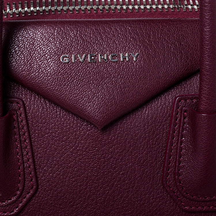 Pre Owned Givenchy Burgundy Leather Medium Antigona Satchel