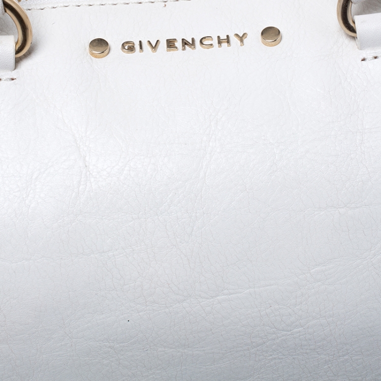 Pre Owned Givenchy White Leather Duffel Bag