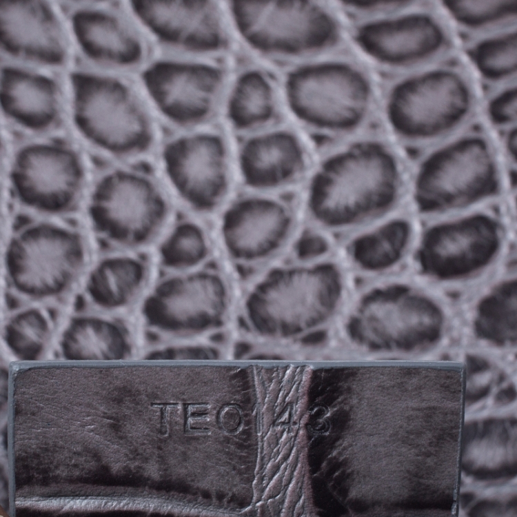 Pre Owned Givenchy Grey Croc Embossed Leather Medium Antigona Envelope Clutch