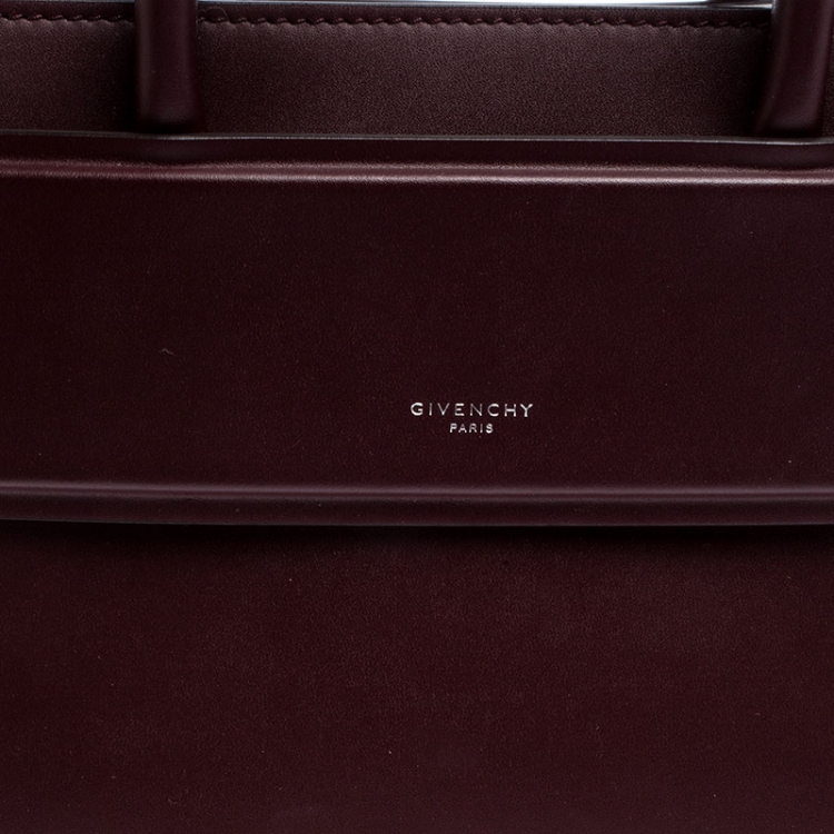 Pre Owned Givenchy Maroon Leather Mini Horizon Crossbody Bag 