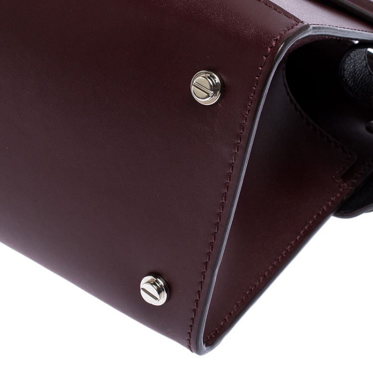 Pre Owned Givenchy Maroon Leather Mini Horizon Crossbody Bag 