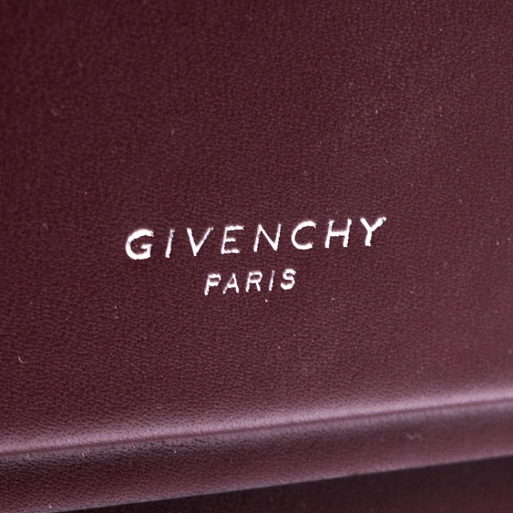 Pre Owned Givenchy Maroon Leather Mini Horizon Crossbody Bag 