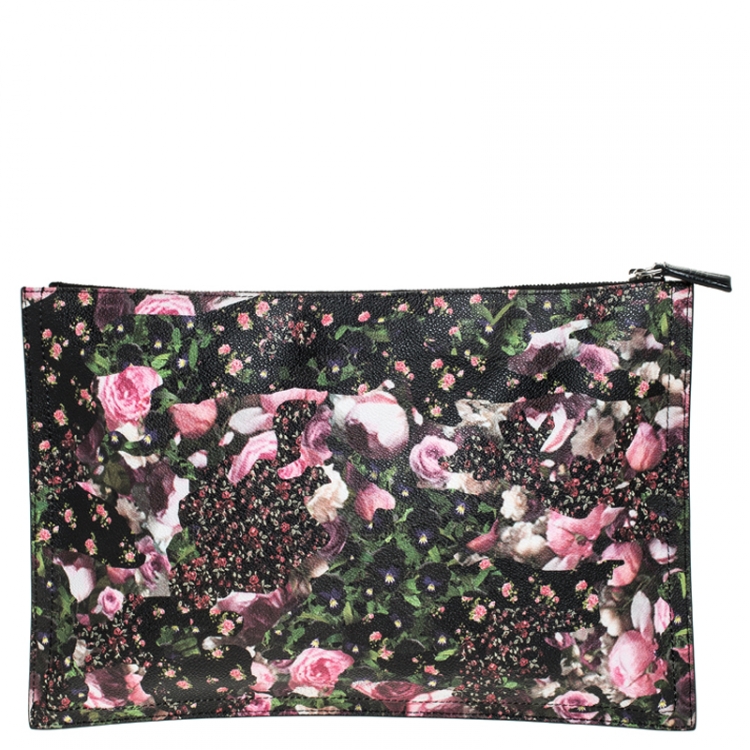 Pre Owned Givenchy Multicolor Floral Print Coated Canvas Antigona Clutch