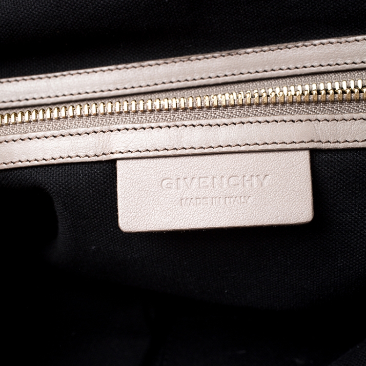 Pre Owned Givenchy Beige/Black Leather Nightingale Satchel