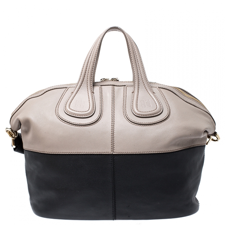 Pre Owned Givenchy Beige/Black Leather Nightingale Satchel