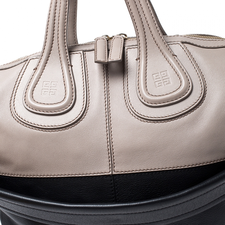 Pre Owned Givenchy Beige/Black Leather Nightingale Satchel