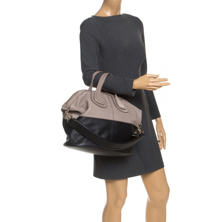 Pre Owned Givenchy Beige/Black Leather Nightingale Satchel