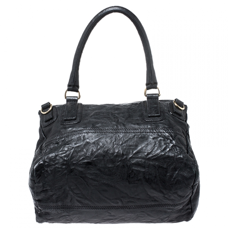 Pre Owned Givenchy Black Crinkled Leather Large Pandora Bag