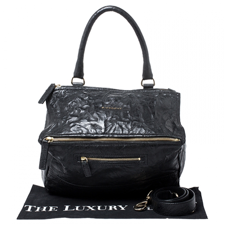 Pre Owned Givenchy Black Crinkled Leather Large Pandora Bag