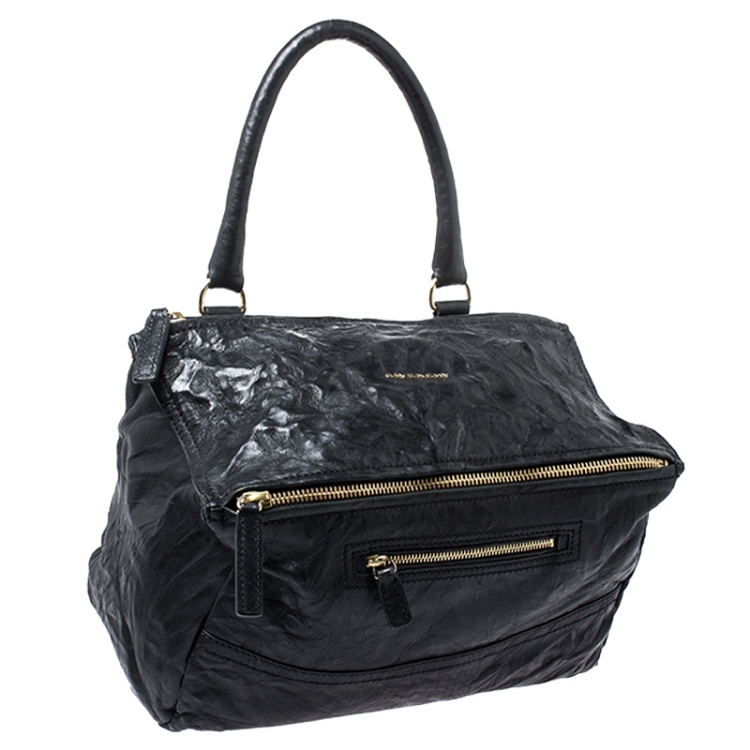 Pre Owned Givenchy Black Crinkled Leather Large Pandora Bag