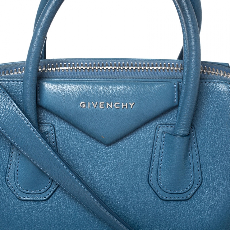 Pre Owned Givenchy Blue Leather Small Antigona Satchel