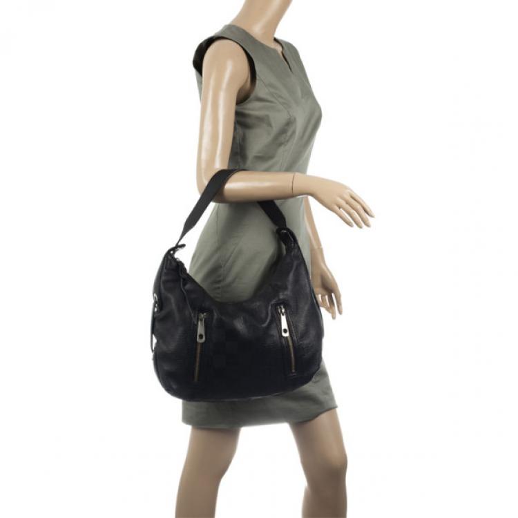 Pre Owned Givenchy Black Monogram Embossed Leather Hobo