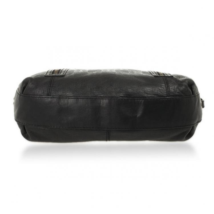 Pre Owned Givenchy Black Monogram Embossed Leather Hobo
