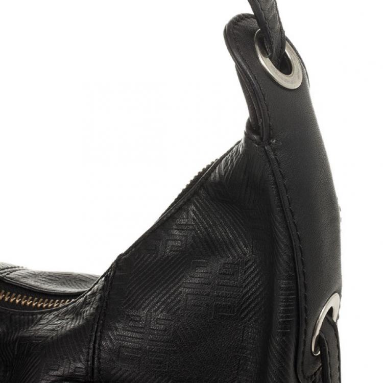 Pre Owned Givenchy Black Monogram Embossed Leather Hobo