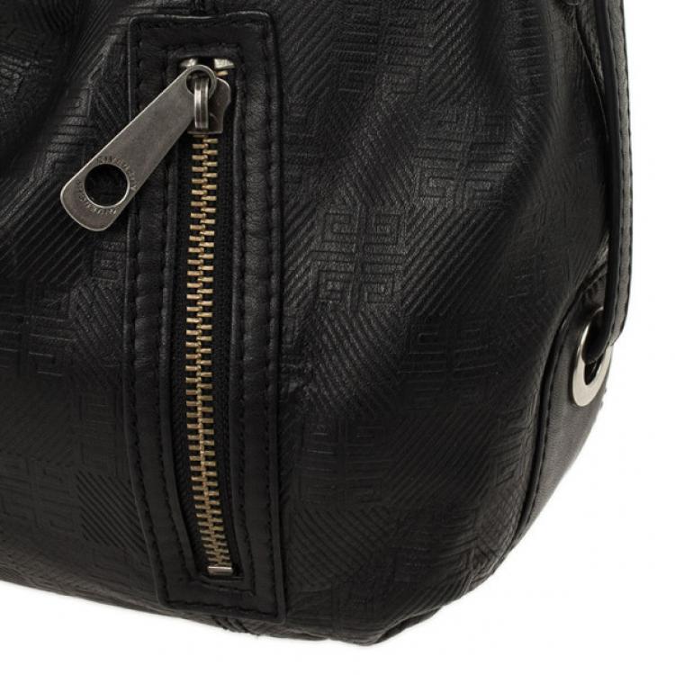 Pre Owned Givenchy Black Monogram Embossed Leather Hobo