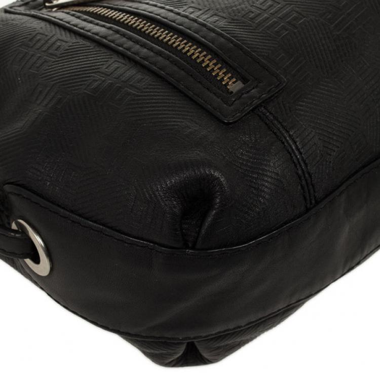 Pre Owned Givenchy Black Monogram Embossed Leather Hobo