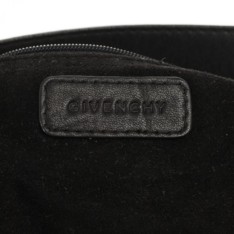 Pre Owned Givenchy Black Monogram Embossed Leather Hobo