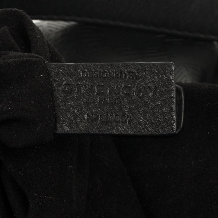 Pre Owned Givenchy Black Monogram Embossed Leather Hobo