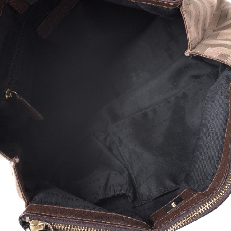Pre Owned Givenchy Brown Signature Canvas and Leather Satchel