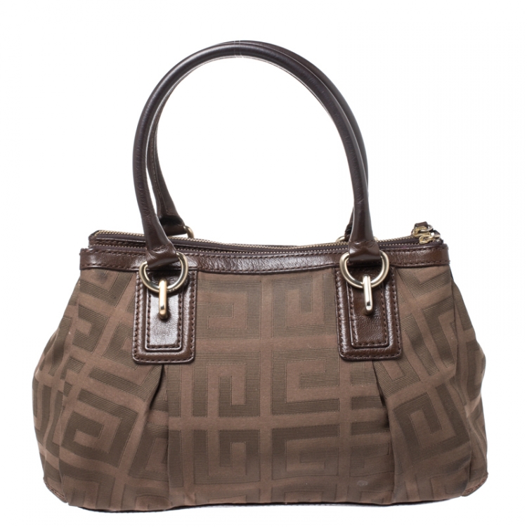 Pre Owned Givenchy Brown Signature Canvas and Leather Satchel