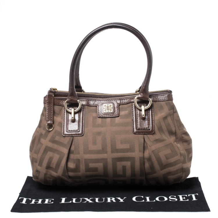 Pre Owned Givenchy Brown Signature Canvas and Leather Satchel
