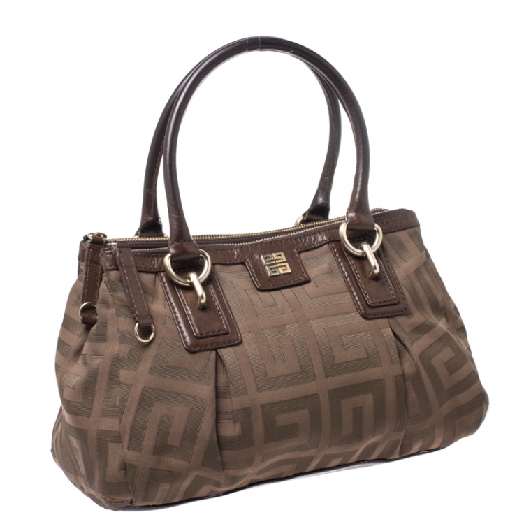 Pre Owned Givenchy Brown Signature Canvas and Leather Satchel