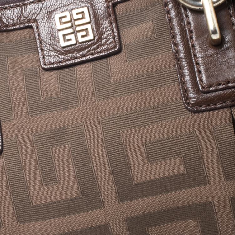Pre Owned Givenchy Brown Signature Canvas and Leather Satchel