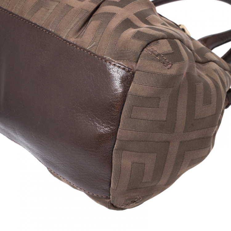 Pre Owned Givenchy Brown Signature Canvas and Leather Satchel
