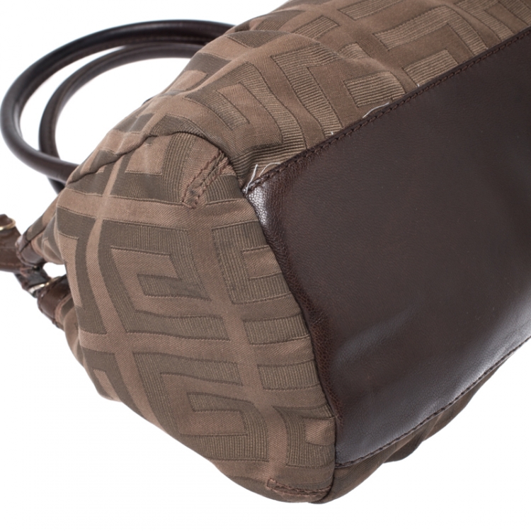 Pre Owned Givenchy Brown Signature Canvas and Leather Satchel