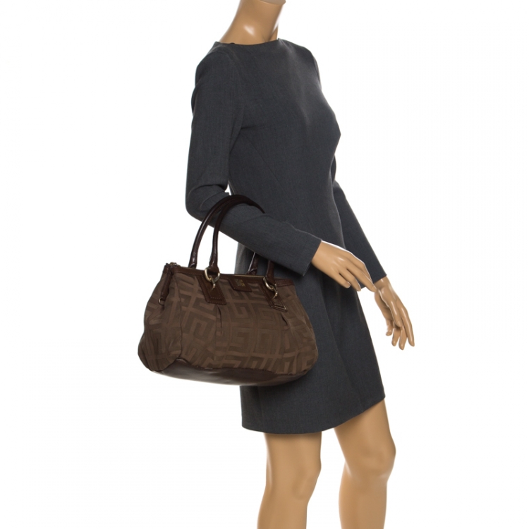 Pre Owned Givenchy Brown Signature Canvas and Leather Satchel