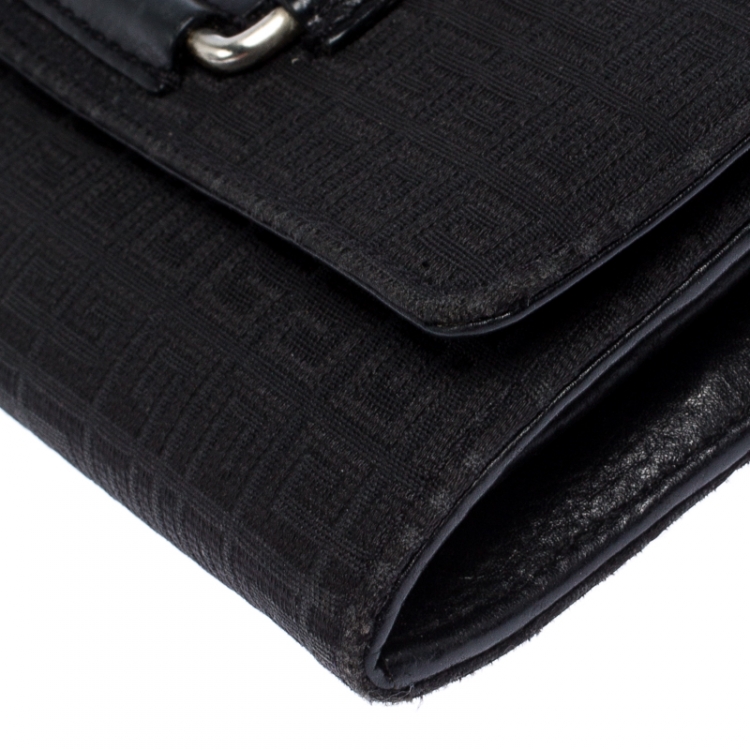 Pre Owned Givenchy Black Signature Canvas Buckle Flap Wallet