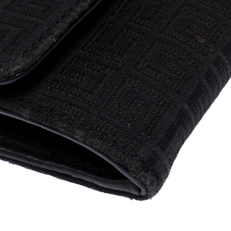 Pre Owned Givenchy Black Signature Canvas Buckle Flap Wallet