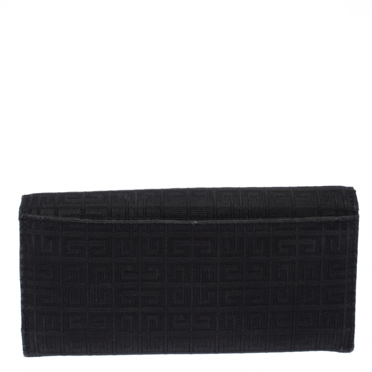 Pre Owned Givenchy Black Signature Canvas Buckle Flap Wallet