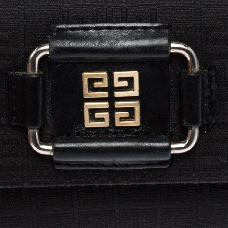 Pre Owned Givenchy Black Signature Canvas Buckle Flap Wallet