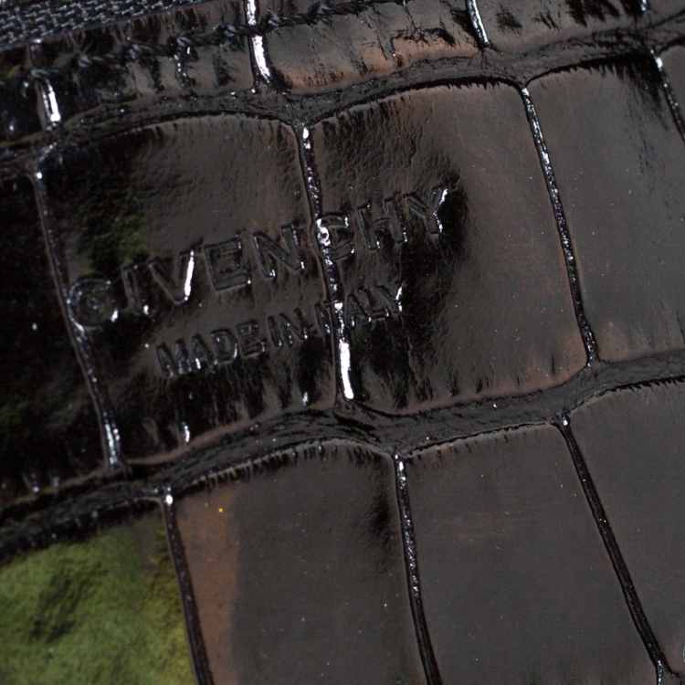 Pre Owned Givenchy Black Croc Embossed Leather Easy Tote