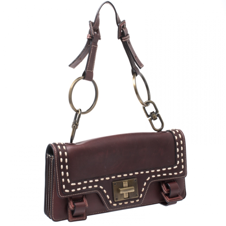 Pre Owned Givenchy Brown Leather Shoulder Bag