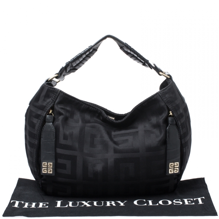 Pre Owned Givenchy Black Signature Nylon and Leather Hobo