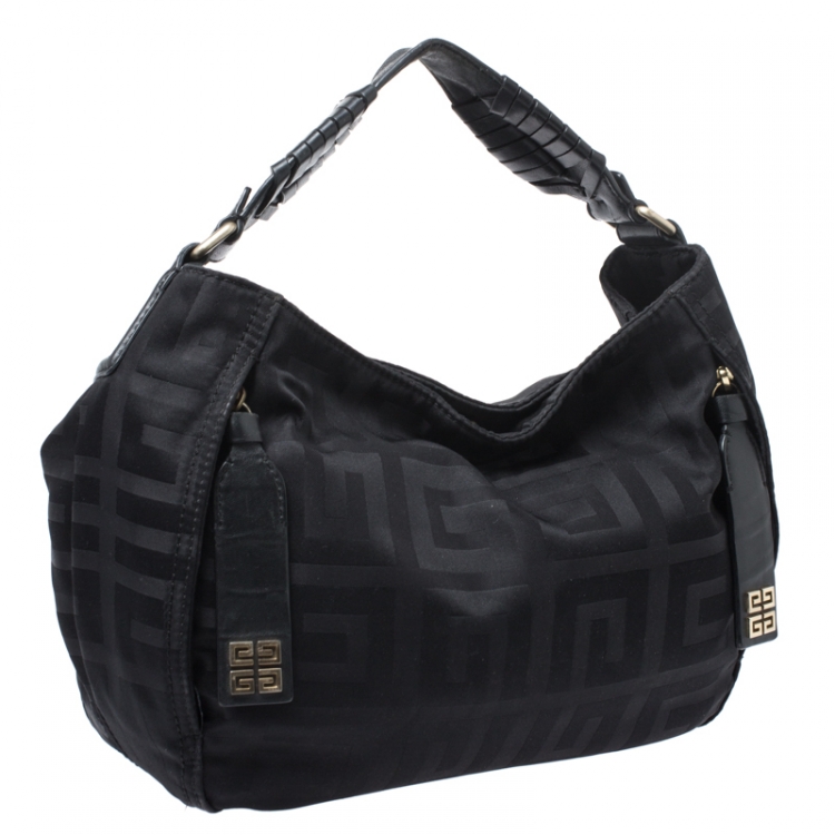 Pre Owned Givenchy Black Signature Nylon and Leather Hobo