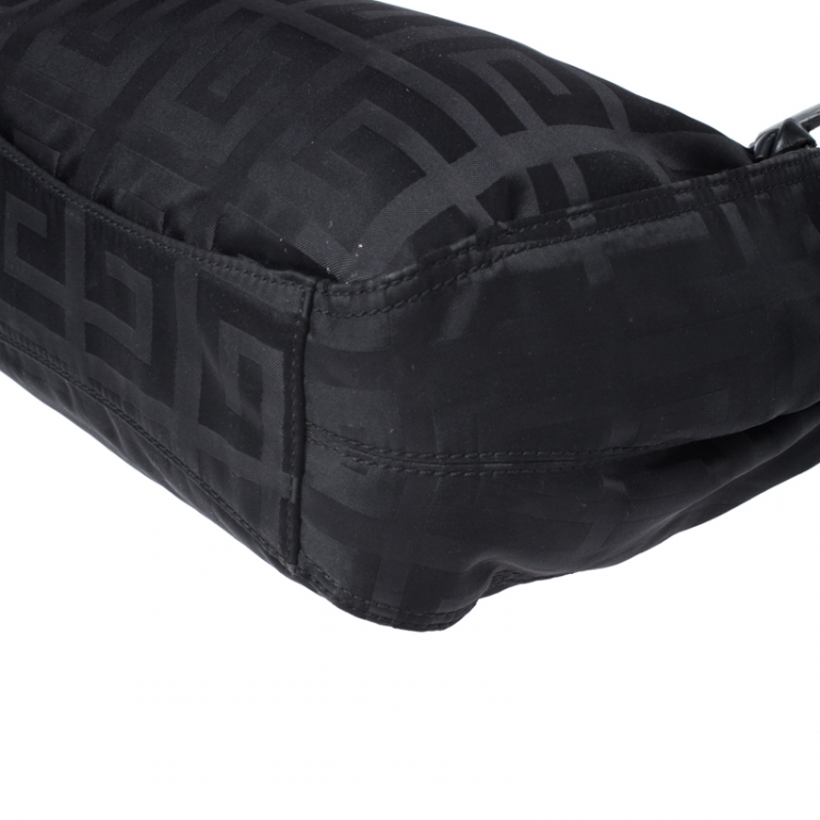 Pre Owned Givenchy Black Signature Nylon and Leather Hobo