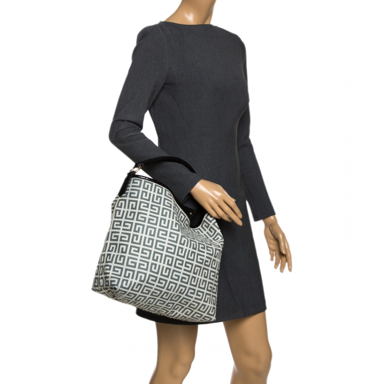 Pre Owned Givenchy Grey Signature Coated Canvas Hobo
