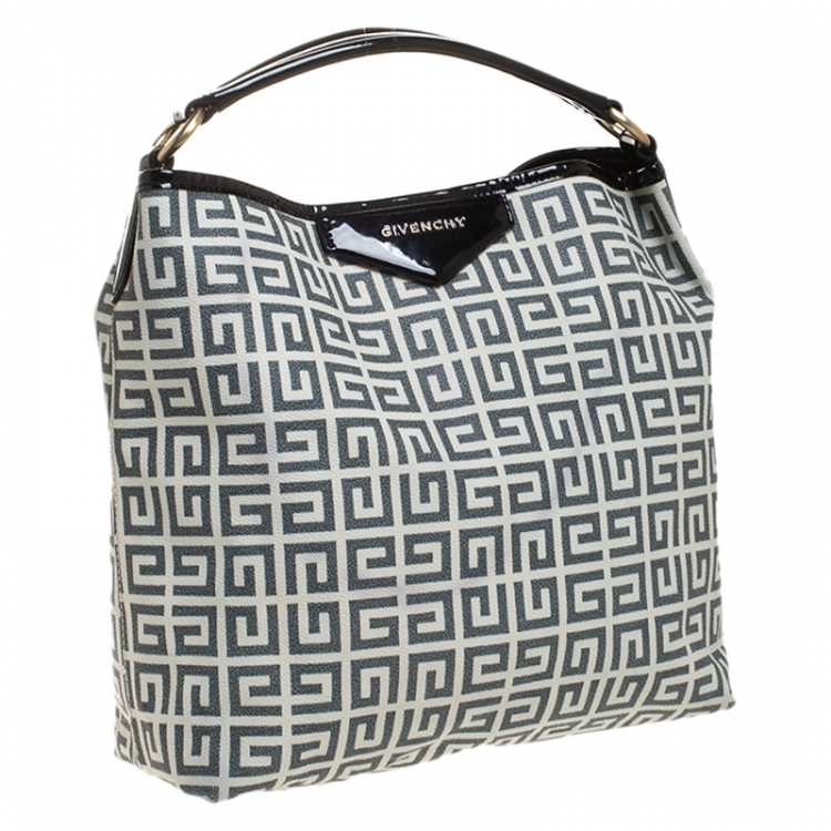 Pre Owned Givenchy Grey Signature Coated Canvas Hobo