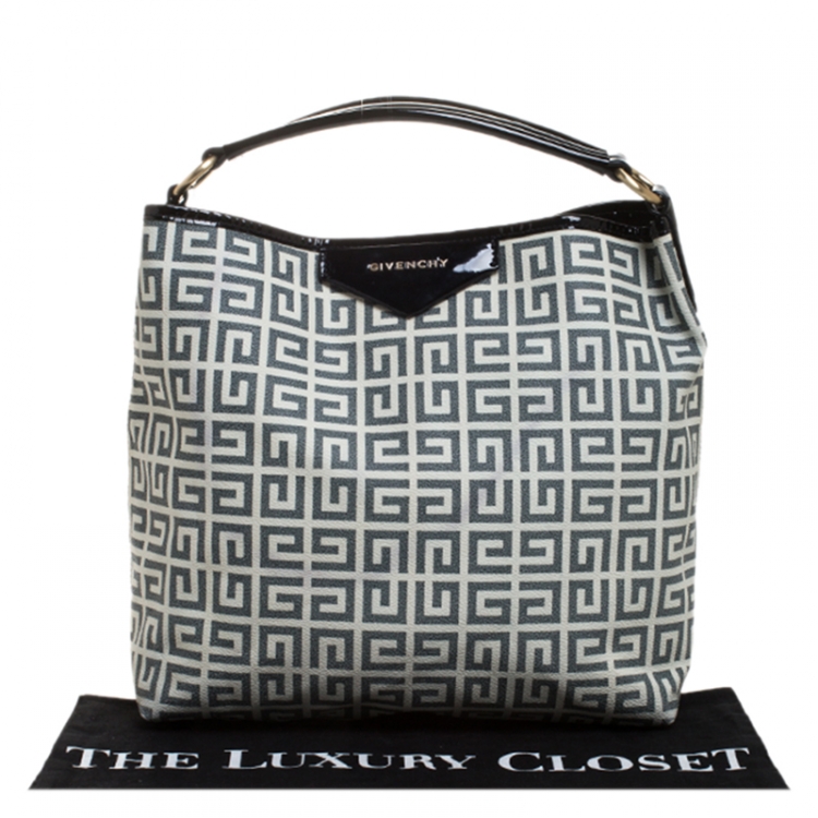 Pre Owned Givenchy Grey Signature Coated Canvas Hobo