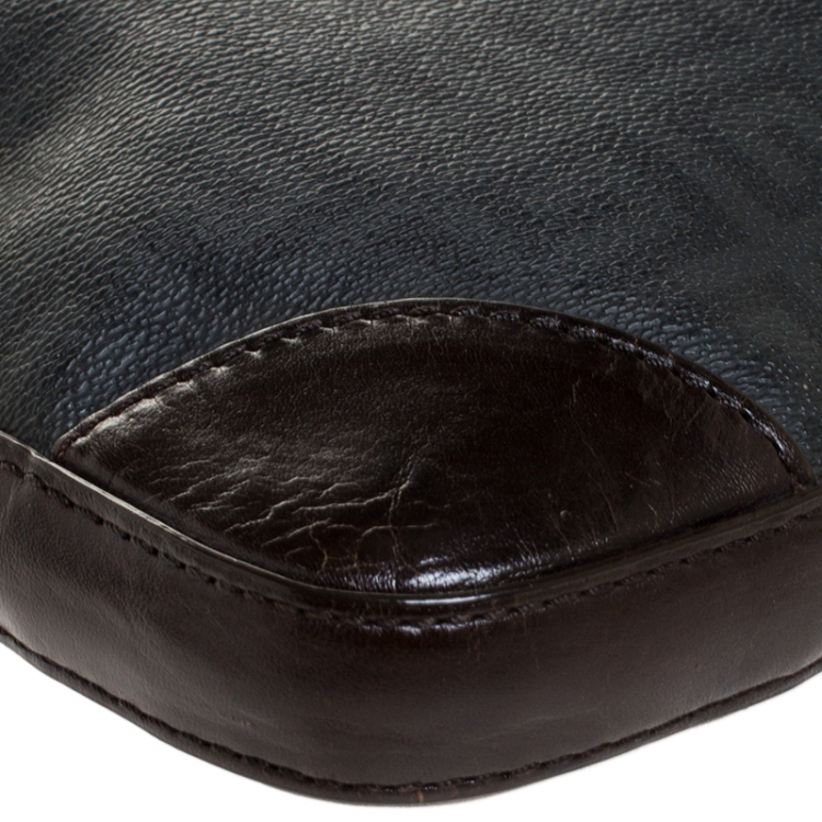 Pre Owned Givenchy Black/Brown Monogram Coated Canvas and Leather Messenger Bag