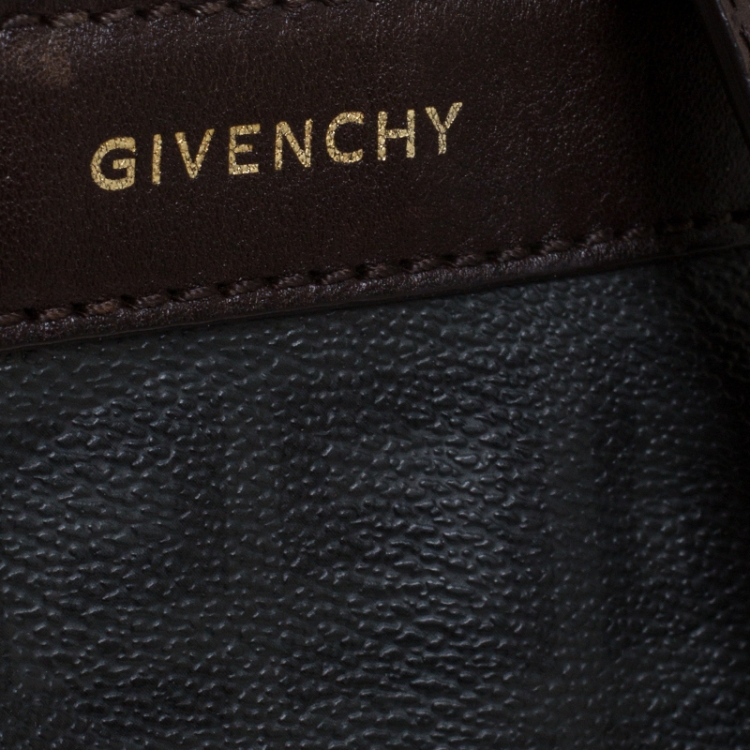 Pre Owned Givenchy Black/Brown Monogram Coated Canvas and Leather Messenger Bag