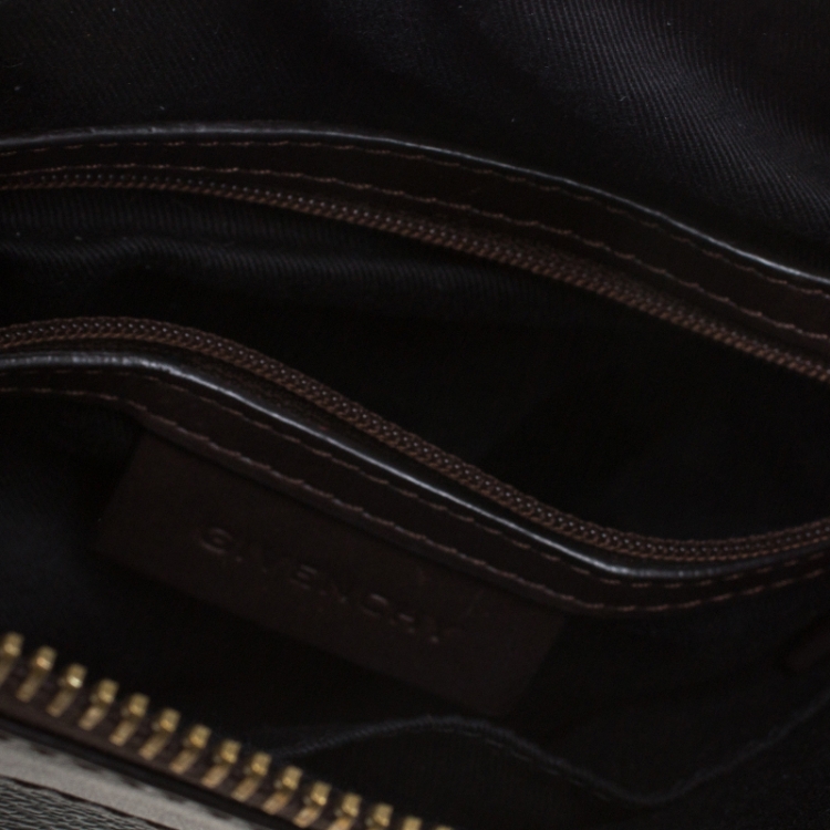 Pre Owned Givenchy Black/Brown Monogram Coated Canvas and Leather Messenger Bag