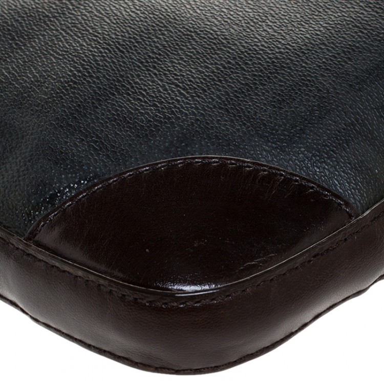 Pre Owned Givenchy Black/Brown Monogram Coated Canvas and Leather Messenger Bag