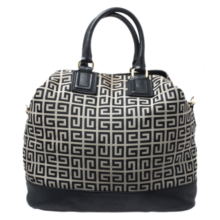 Pre Owned Givenchy Grey/Black Monogram Canvas and Leather Tote